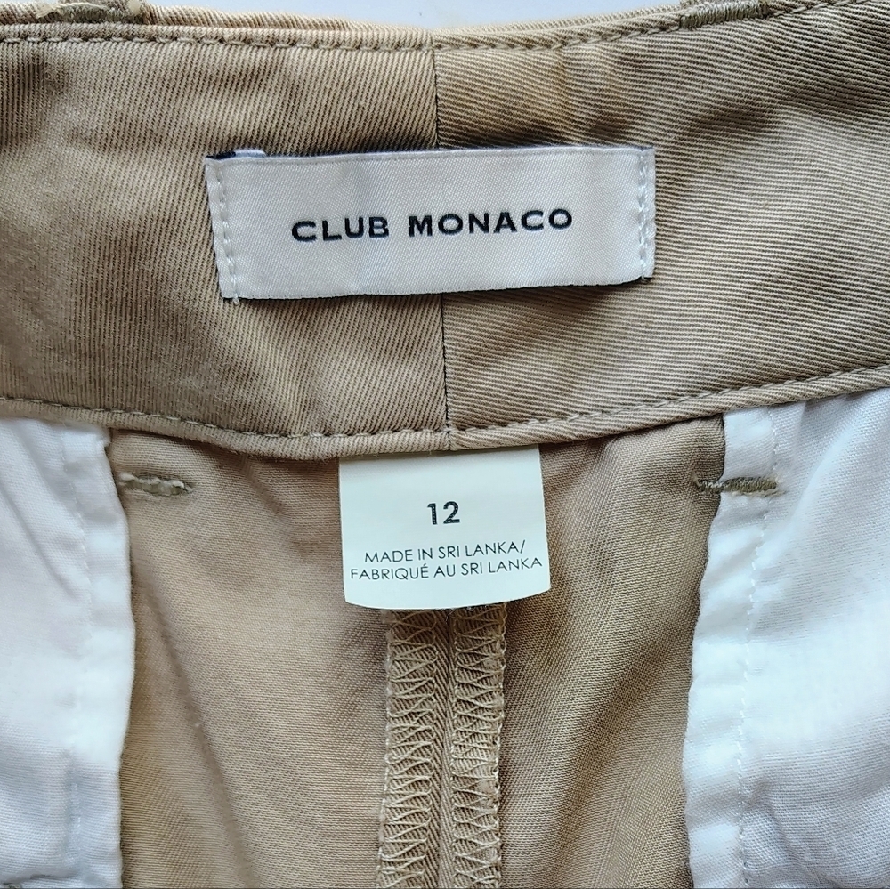 Club Monaco Pleated Cotton Twill Wide Leg high-rise khaki trousers sz 12. - Picture 12 of 17
